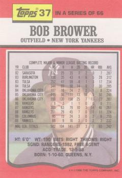 1990 Topps TV New York Yankees #37 Bob Brower Back