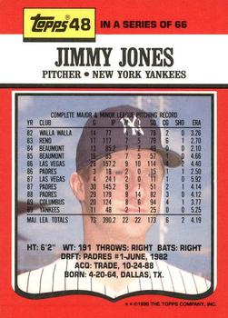 1990 Topps TV New York Yankees #48 Jimmy Jones Back