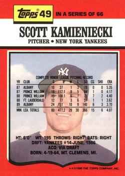 1990 Topps TV New York Yankees #49 Scott Kamieniecki Back
