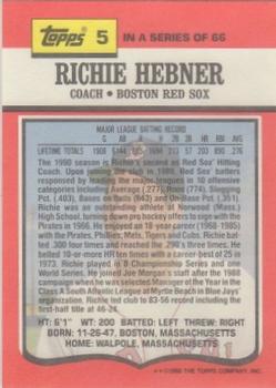 1990 Topps TV Boston Red Sox #5 Richie Hebner Back