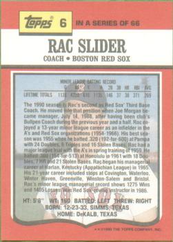 1990 Topps TV Boston Red Sox #6 Rac Slider Back