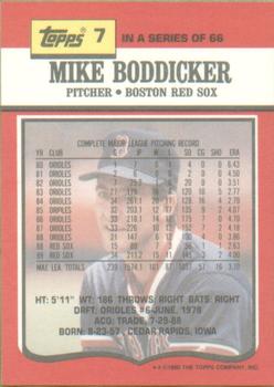 1990 Topps TV Boston Red Sox #7 Mike Boddicker Back