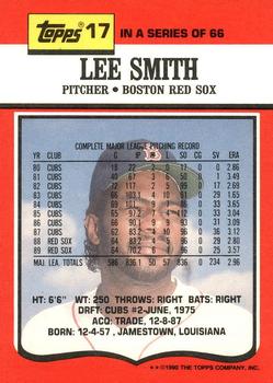 1990 Topps TV Boston Red Sox #17 Lee Smith Back