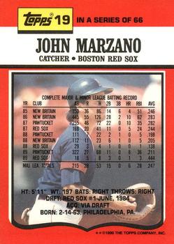 1990 Topps TV Boston Red Sox #19 John Marzano Back