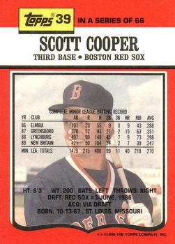 1990 Topps TV Boston Red Sox #39 Scott Cooper Back