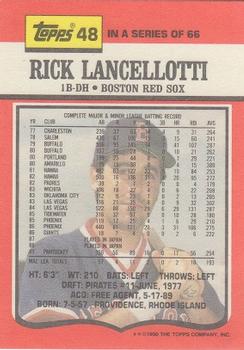 1990 Topps TV Boston Red Sox #48 Rick Lancellotti Back