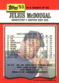 1990 Topps TV Boston Red Sox #53 Julius McDougal Back
