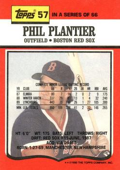 1990 Topps TV Boston Red Sox #57 Phil Plantier Back
