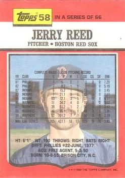 1990 Topps TV Boston Red Sox #58 Jerry Reed Back
