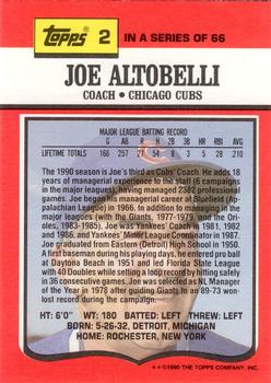 1990 Topps TV Chicago Cubs #2 Joe Altobelli Back
