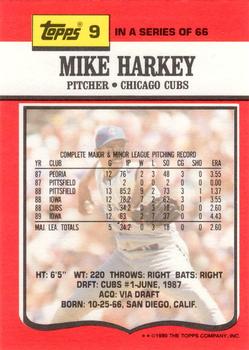 1990 Topps TV Chicago Cubs #9 Mike Harkey Back