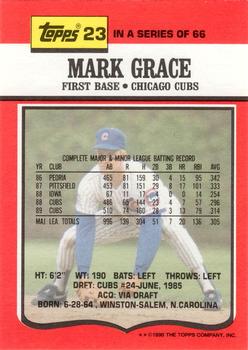 1990 Topps TV Chicago Cubs #23 Mark Grace Back