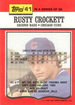 1990 Topps TV Chicago Cubs #41 Rusty Crockett Back