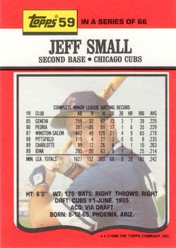 1990 Topps TV Chicago Cubs #59 Jeff Small Back