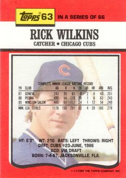 1990 Topps TV Chicago Cubs #63 Rick Wilkins Back
