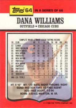1990 Topps TV Chicago Cubs #64 Dana Williams Back