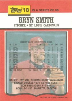 1990 Topps TV St. Louis Cardinals #18 Bryn Smith Back