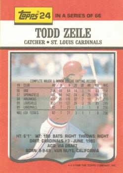 1990 Topps TV St. Louis Cardinals #24 Todd Zeile Back