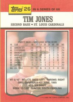 1990 Topps TV St. Louis Cardinals #26 Tim Jones Back