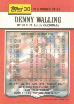1990 Topps TV St. Louis Cardinals #30 Denny Walling Back