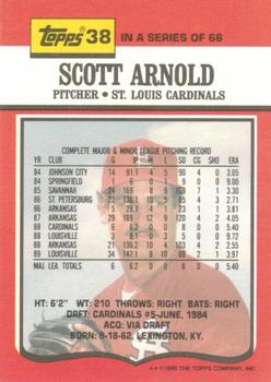 1990 Topps TV St. Louis Cardinals #38 Scott Arnold Back