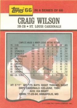 1990 Topps TV St. Louis Cardinals #66 Craig Wilson Back