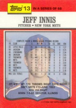 1990 Topps TV New York Mets #13 Jeff Innis Back