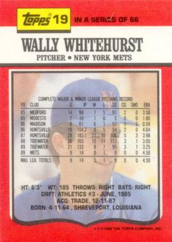 1990 Topps TV New York Mets #19 Wally Whitehurst Back