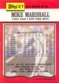 1990 Topps TV New York Mets #27 Mike Marshall Back