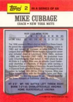 1990 Topps TV New York Mets #2 Mike Cubbage Back
