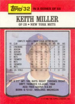 1990 Topps TV New York Mets #32 Keith Miller Back