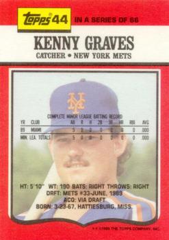 1990 Topps TV New York Mets #44 Kenny Graves Back