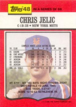 1990 Topps TV New York Mets #48 Chris Jelic Back
