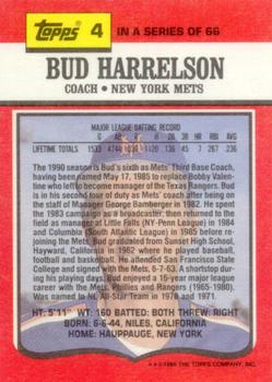 1990 Topps TV New York Mets #4 Bud Harrelson Back