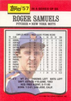 1990 Topps TV New York Mets #57 Roger Samuels Back