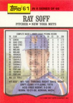 1990 Topps TV New York Mets #61 Ray Soff Back