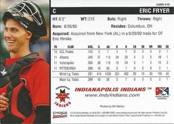 2012 Choice Indianapolis Indians #10 Eric Fryer Back