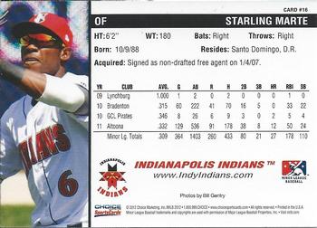2012 Choice Indianapolis Indians #16 Starling Marte Back