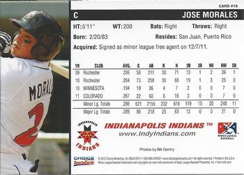2012 Choice Indianapolis Indians #19 Jose Morales Back