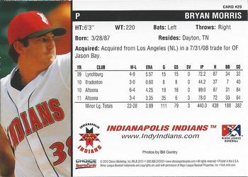 2012 Choice Indianapolis Indians #20 Bryan Morris Back