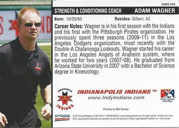 2012 Choice Indianapolis Indians #29 Adam Wagner Back