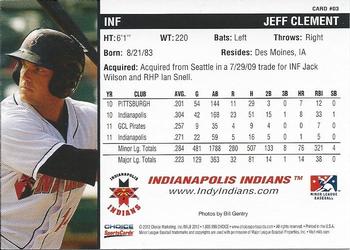 2012 Choice Indianapolis Indians #3 Jeff Clement Back