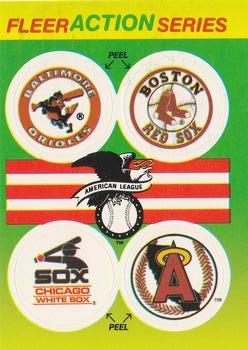 1990 Fleer - Action Series Team Stickers #NNO AL: Baltimore Orioles / Boston Red Sox / Chicago White Sox / California Angels Front