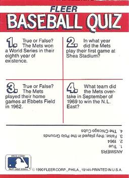 1990 Fleer - Action Series Team Stickers #NNO New York Mets Back