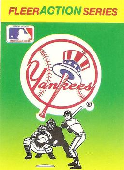 1990 Fleer - Action Series Team Stickers #NNO New York Yankees Front