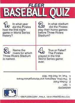 1990 Fleer - Action Series Team Stickers #NNO Pittsburgh Pirates Back