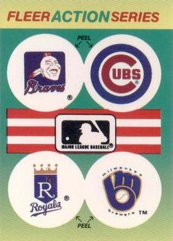 1990 Fleer - Action Series Team Stickers #NNO MLB: Atlanta Braves / Chicago Cubs / Kansas City Royals / Milwaukee Brewers Front