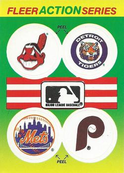 1990 Fleer - Action Series Team Stickers #NNO MLB: Cleveland Indians / Detroit Tigers / New York Mets / Philadelphia Phillies Front