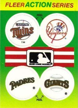 1990 Fleer - Action Series Team Stickers #NNO MLB: Minnesota Twins / New York Yankees / San Diego Padres / San Francisco Giants Front