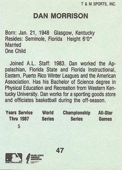 1988 T&M Sports Umpires #47 Dan Morrison Back